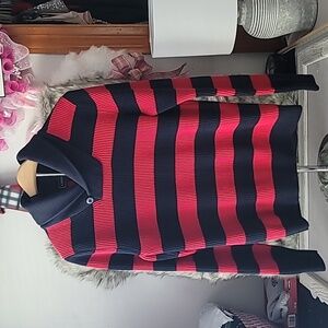 Express Red and Blue Striped Sweater